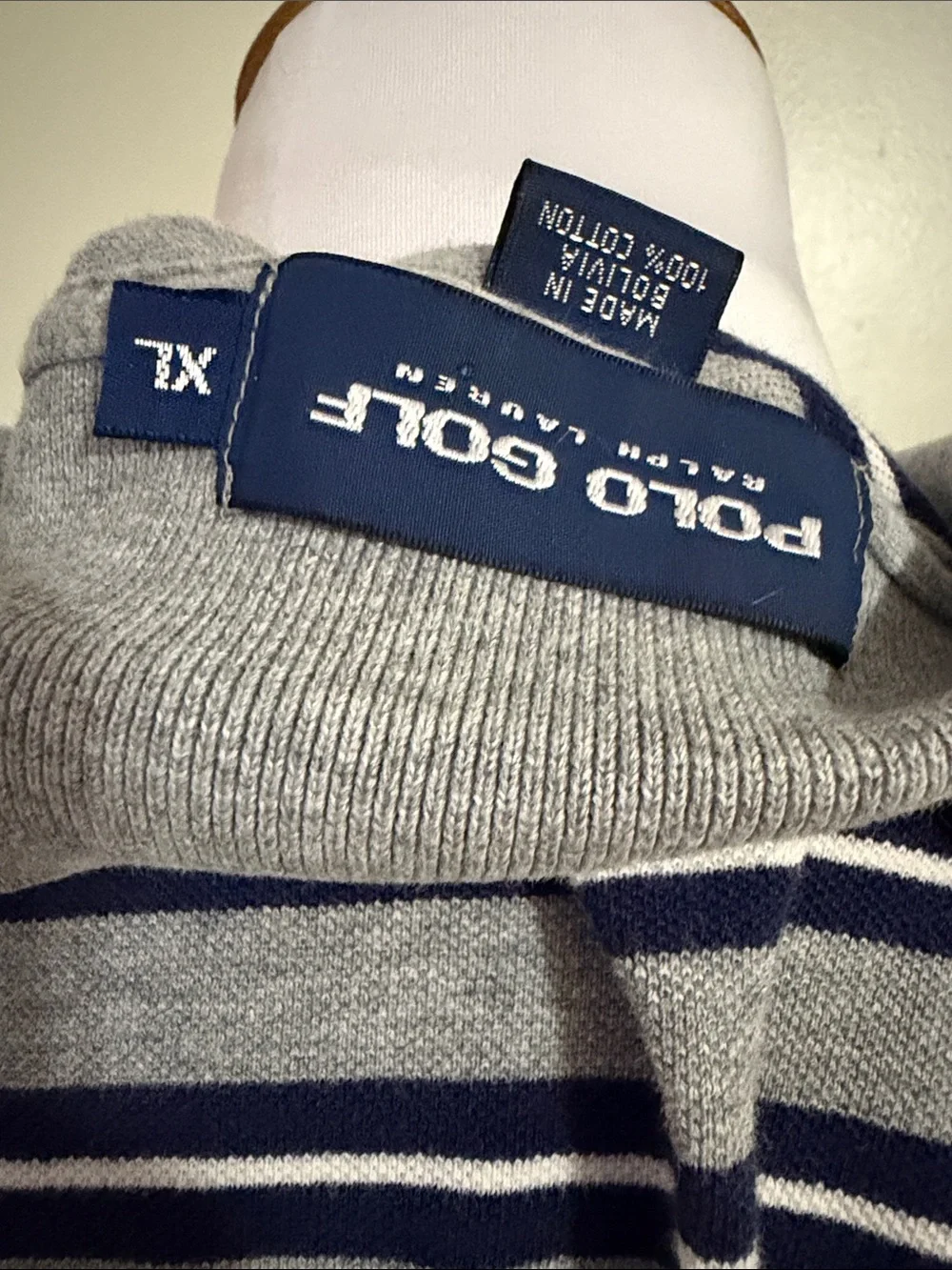 Ralph Lauren Grey and Navy Striped Polo